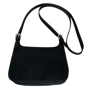 Lord & Taylor Vintage Y2K Black Crossbody Purse Sleek Slim Nylon Adjustable